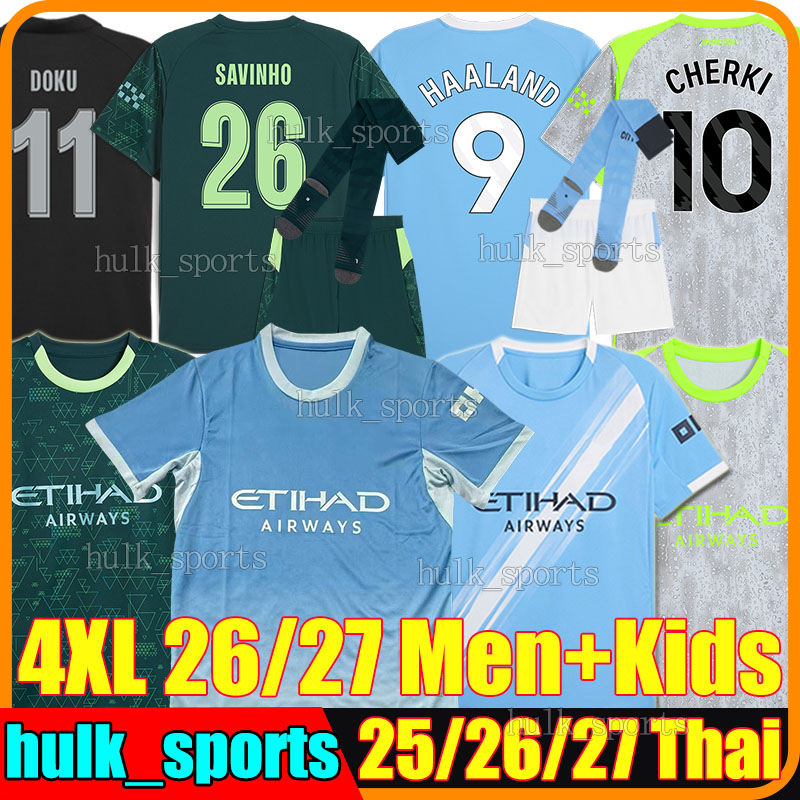 4XL 25/2026/27 HAALAND soccer jerseys FODEN DOKU SAVINHO REIJNDERS CHERKI MATHEUS N. MARMOUSH NICO MAN CITY RUBEN DONNARUMMA men kids kits socks sets football shirts