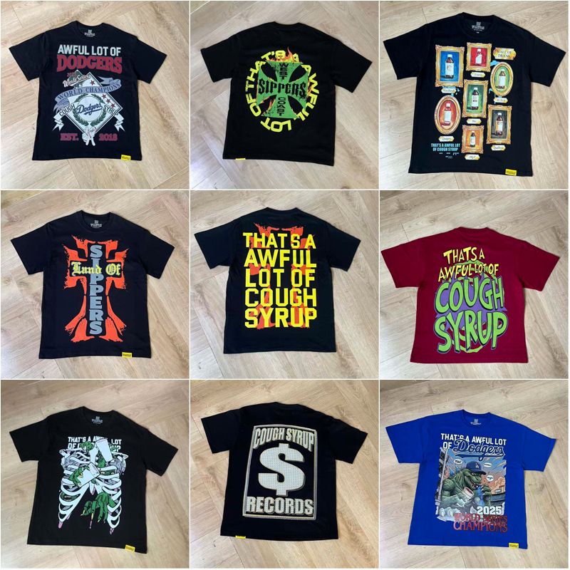 Designer tshirt mens cough syrup womens designer mens cotton t shirts casual short sleeve hip hop streetwear tees summer hoodie