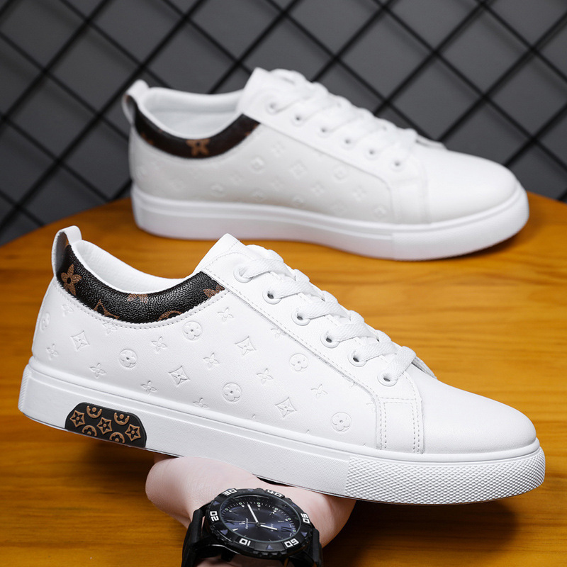 Free Shipping New Design Men's Light Luxury Versatile Sneakers Fashion Trend Round Toe Low Top Embossed Casual Shoes