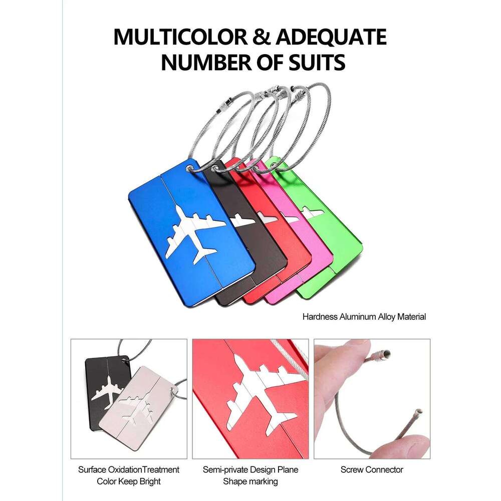 1/10pcs Premium Aluminum Travel ID Durable Identification Business Card Holder Stylish Portable Luggage Tag Bag