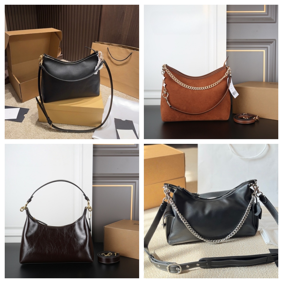 Designer Shoulder Bags High-Quality Litchi-Grain Cowhide Hobo Bag Luxury Utility Pocket Shoulder Bag Classic Pattern Waxed Leather Underarm Bag Suede Handheld Bag