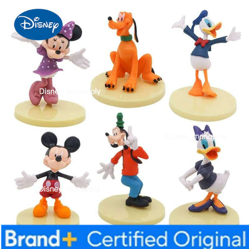 Disney 6PCS Cartoon Character Minnie Mouse Model Goofy Donald Duck Figurine Children's Toy Christmas Gift H260105