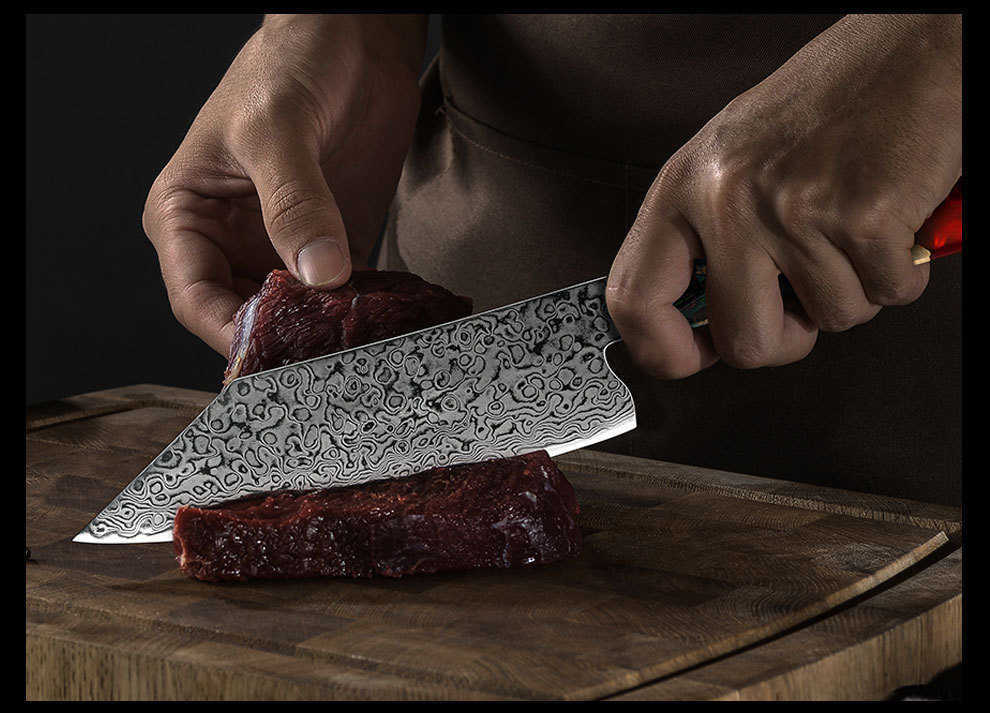 Damascus steel Japanese-style kitchen knife, chef's knife, slicing knife, multi-purpose knife, household knife, slicing tool, AUS10 steel X241102