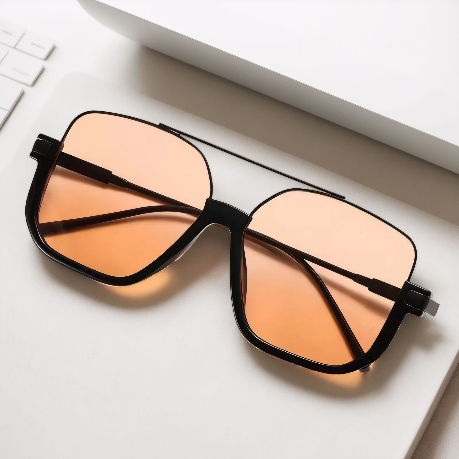 Double-beam Square Large-frame Men's Sunglasses Luxury Fashion High-end Designer Sunglasses Street Style Women's Sunglasses With Box