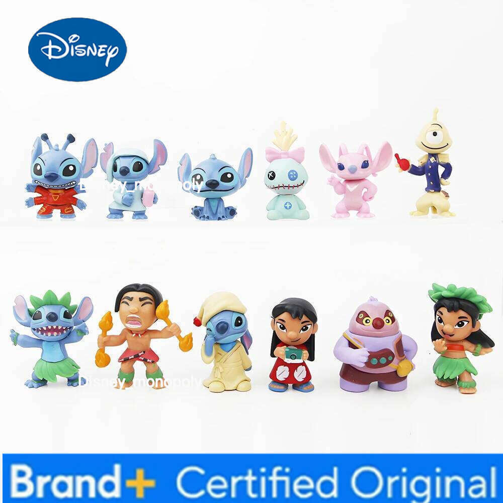 Disney 12pcs/set Stitch Scrump Lilo 5-7cm PVC Anime Figure Cartoon Characters Collectible Model Toys for Kids H260105 H260105