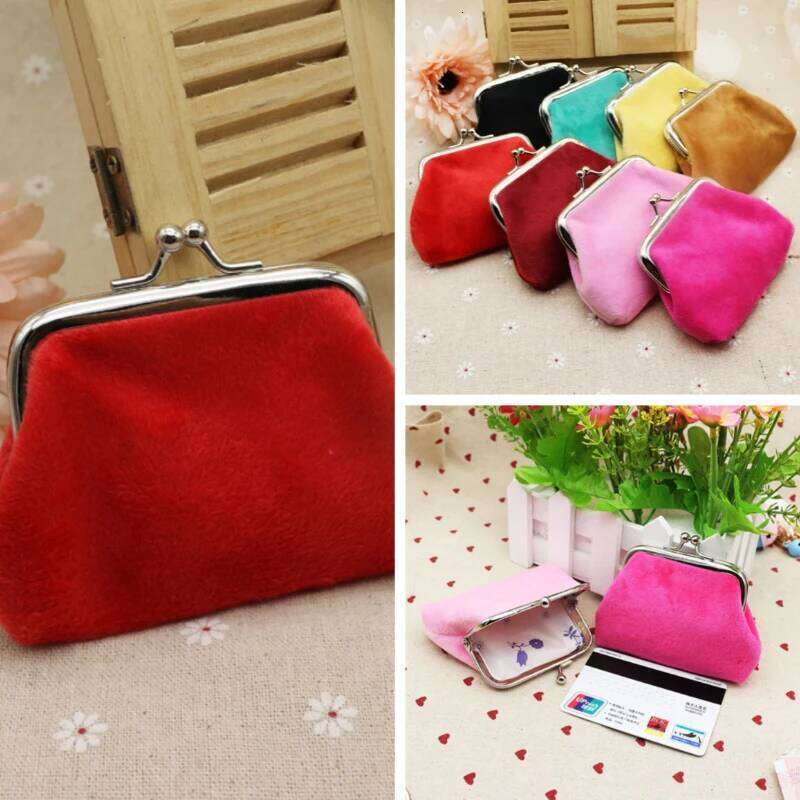 Women Purse Oil Wax Leather 4 Inch Buckle Mini Wallet Coin Lipstick Storage Bag Ladies Clutch Bags