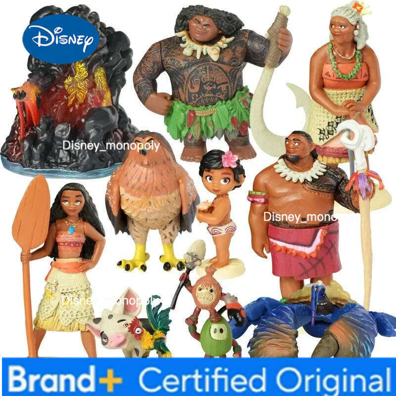 Disney 10pcs/set Cartoon Moana Princess Legend Vaiana Maui Chief Tui Tala Heihei Pua Action Figure Decor Toys for Kids Birthday Gift H260105