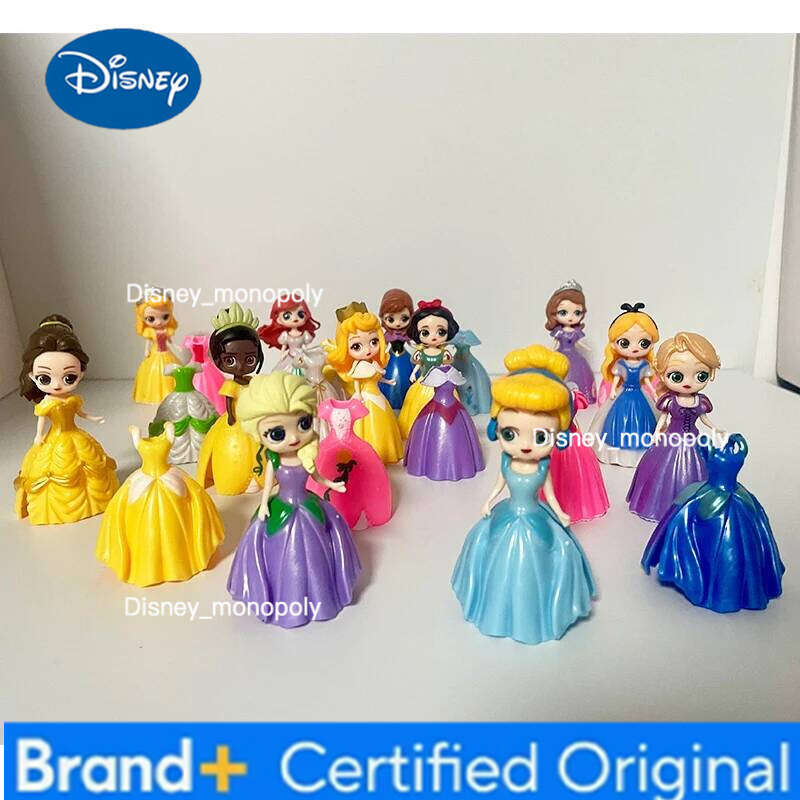 Disney Hot 24pcs Girls Princess Toys Mermaid Alice Cinderella Clothes Dress Changing DIY Action Figure Toy Girl Gift H260105