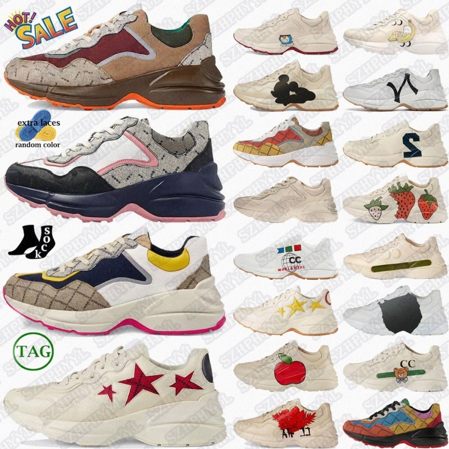 Rython shoes Designer Rhyton Sneaker sneakers shoe mens 25 Black Stars Grey Navy Multicolor White Mouth Beige Ebony Worldwide men womenQsha#