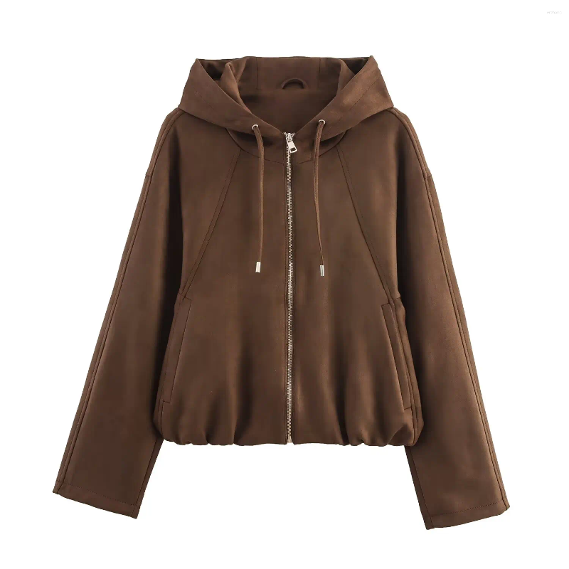 Women's Hoodies Fall 2026 Street Faion Pilot Jaet Coat Hooded Outerwear Straight Cut Long Sve Polyester Fiber Zipper Closure