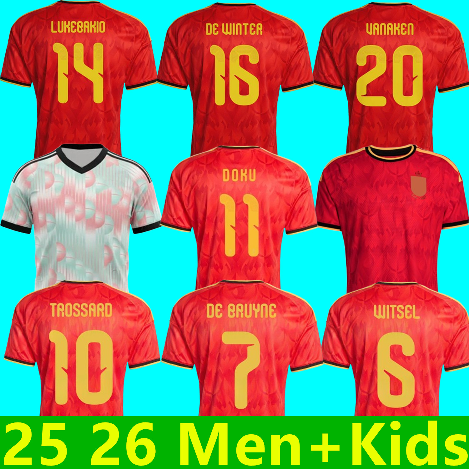 25 26 Belgium World Cup soccer jerseys DE BRUYNE R. LUKAKU DOKU E. HAZARD 2025 2026 MERTENS BATSHUAYI TIELEMANS OPENDA Fans Player football shirt uniform Men