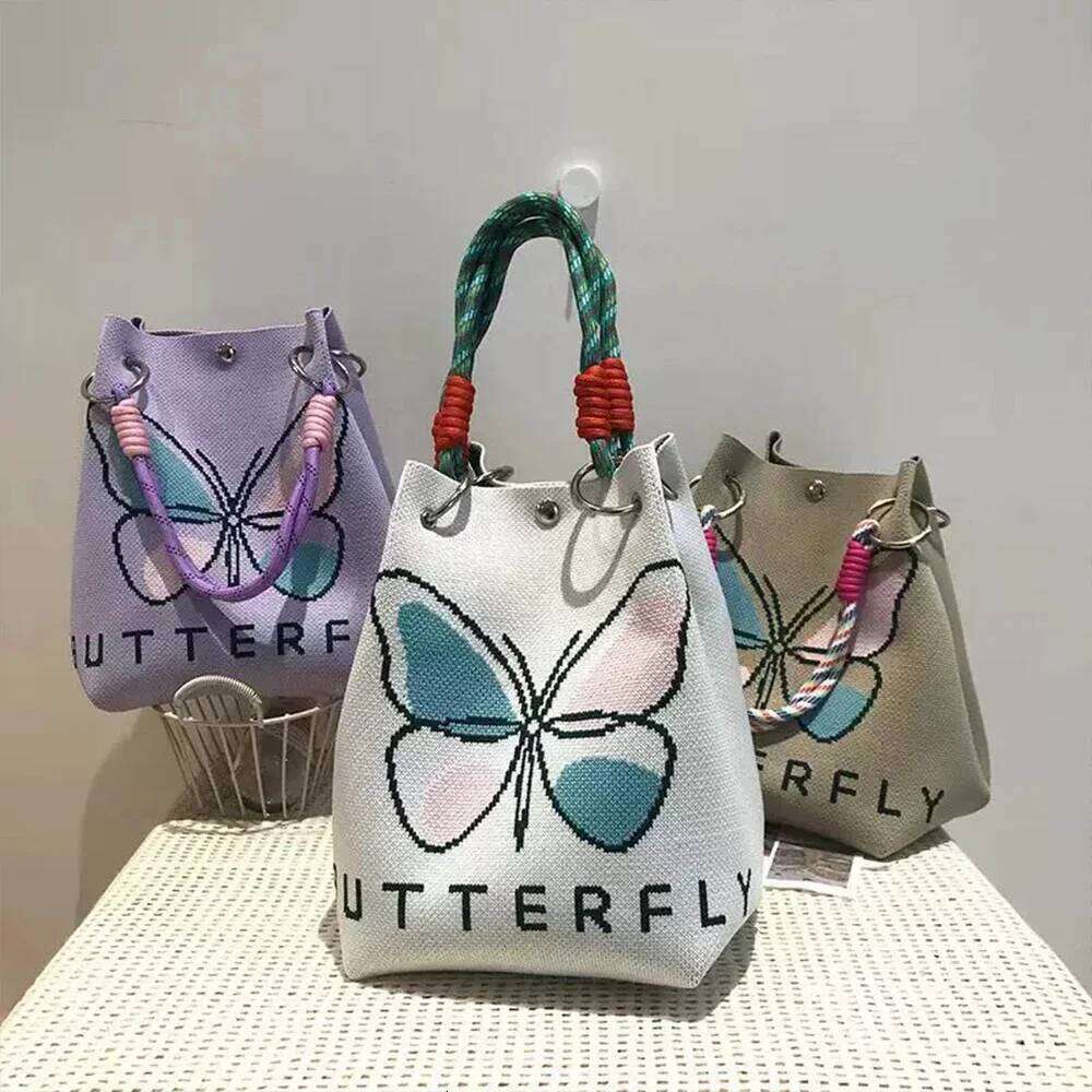 Hollow Out Flower Tote Bag Elegant Knitted Women Simple Versatile Basket Casual Small Top Handle Handbag