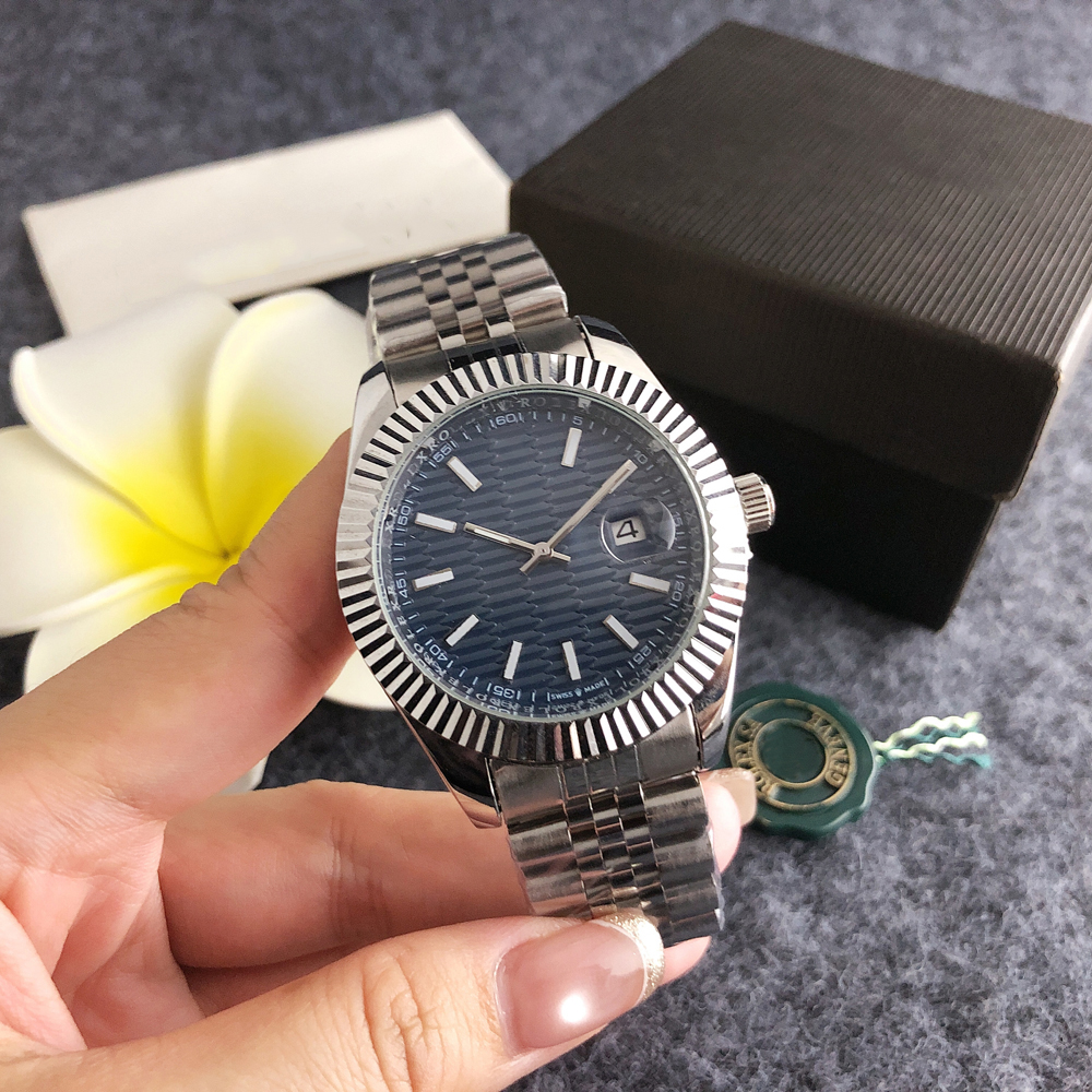 Fashion Full Brand Wrist Watch Men Male Classic Style 40mm Waterproof Stainless Steel Metal Band Luxury Clock R434