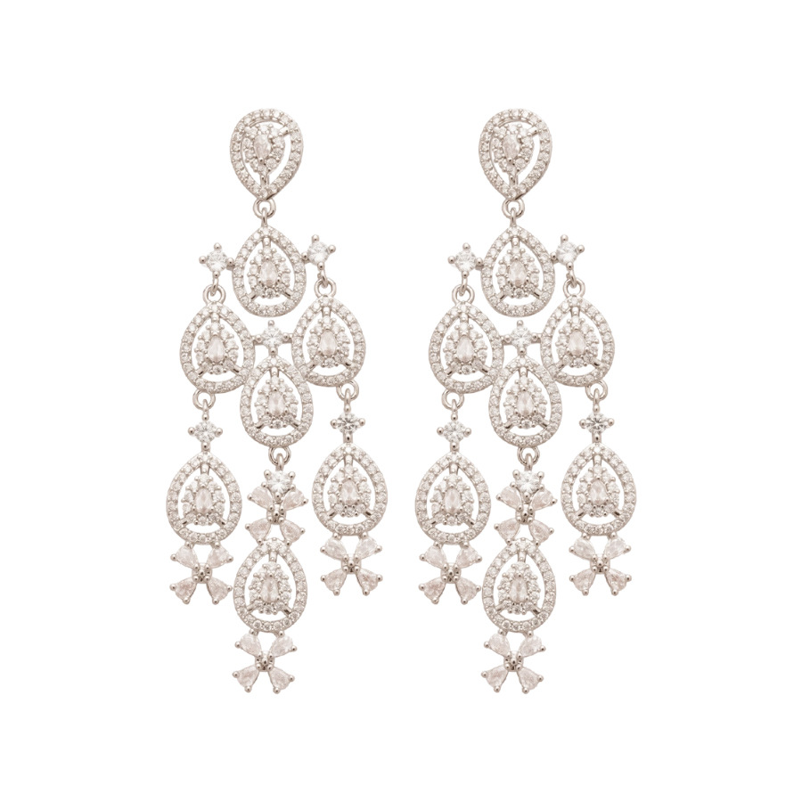 Cross-Border New Water Drop Diamond Tassel Light Luxury Versatile Fashion Commuting Stud Earrings 2025 Gift Jewelry - view 8