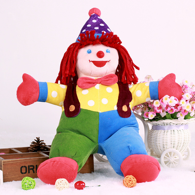 45cm Circus Clown Plush Soft Toy Cartoon Soft Stuffed Joker Doll Cute Soft Schoolbag Girls Boys Kids Holiday Gifts 240105