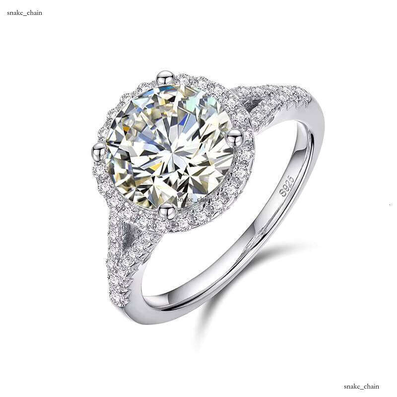 VVS Moissanite 3ct 9mm Jewelry 925 Silicon Stone Engagement Sterling Silver White Gold Plated Ring