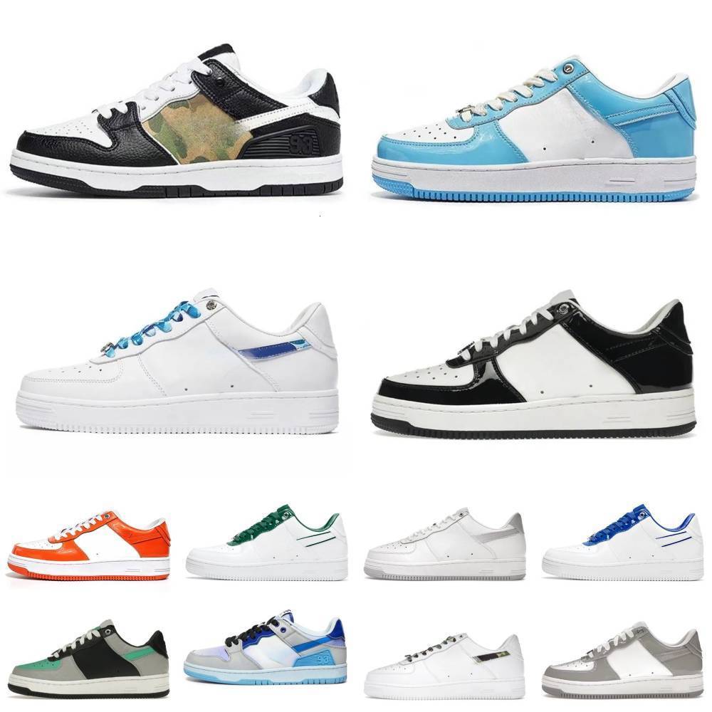 Designer Sk8 Sta Sneakers Men Women Low Classic Stars Casual Shoes White Grey Black Camo Patent Leather Beige Camouflage Platform Outdoor Skateboarding Trainers H8