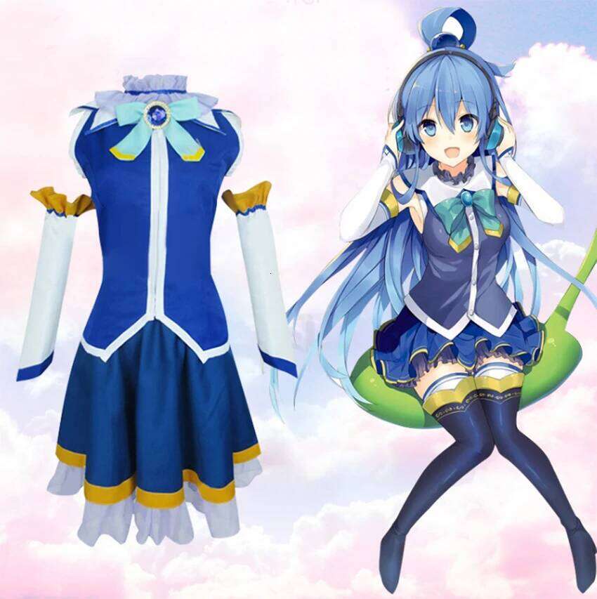 Anime God's Blessing on This Wonderful World Cosplay Aqua Costume Uniform Dress Set Party Outfit for Women Female Disguise Wear