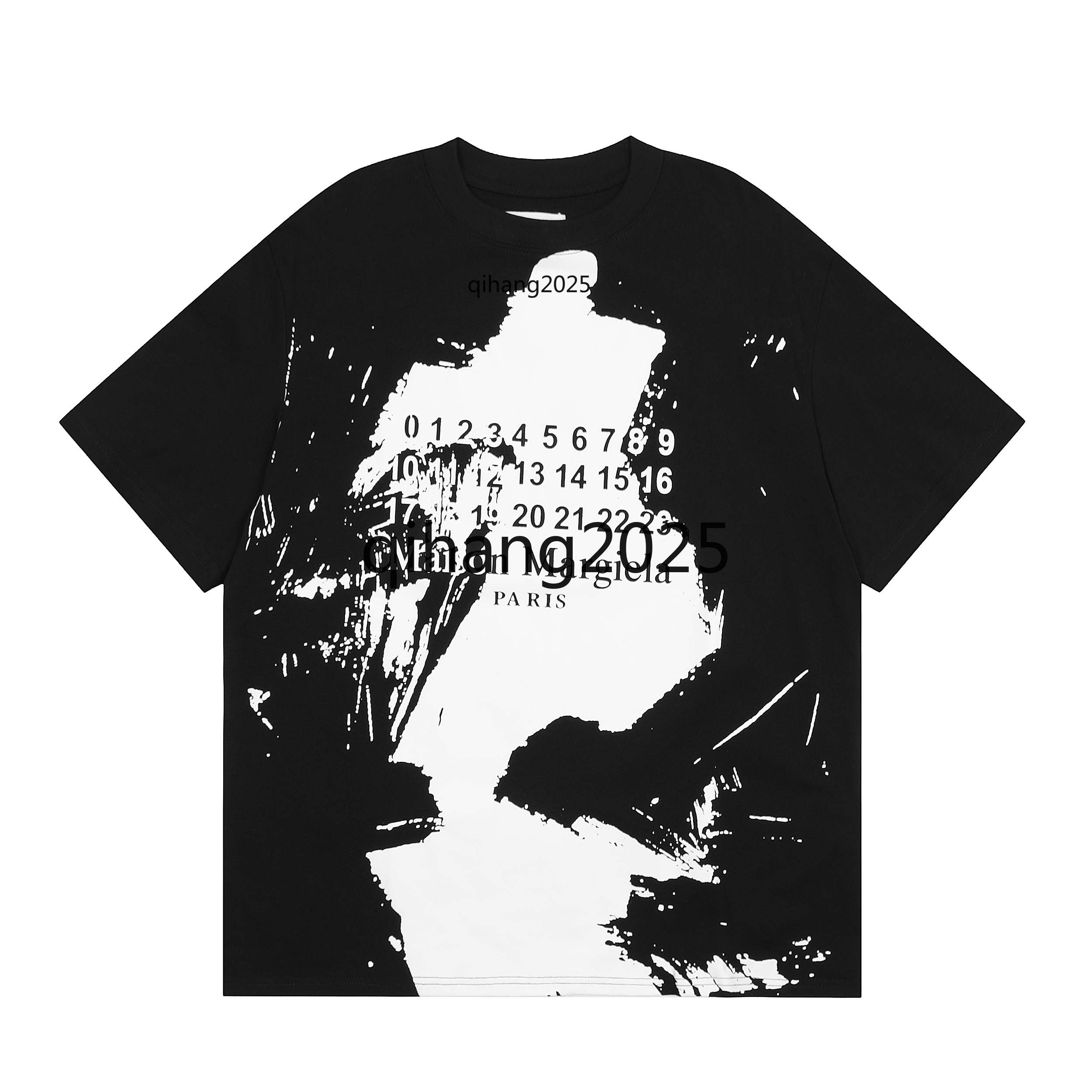 26ss Margela shirt designer T-shirt luxury MM6 digital pattern round neck fashionable T-shirt casual and comfortable hip-hop street style Margela clothing M602