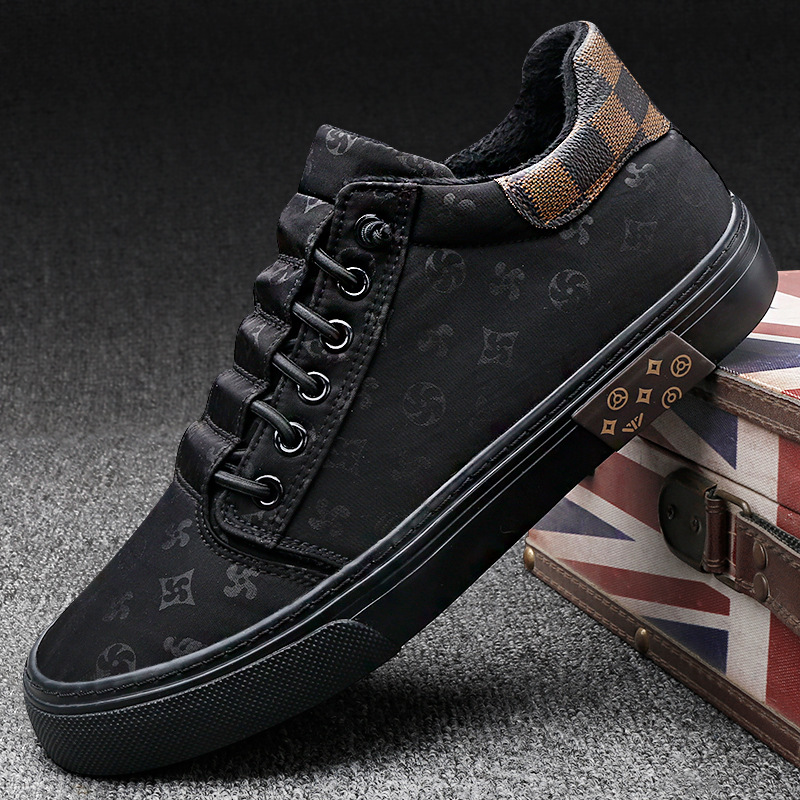 Free shipping Fashionable minimalist men's plush warm sneakers thickened winter canvas shoes cotton shoes Sneakers new