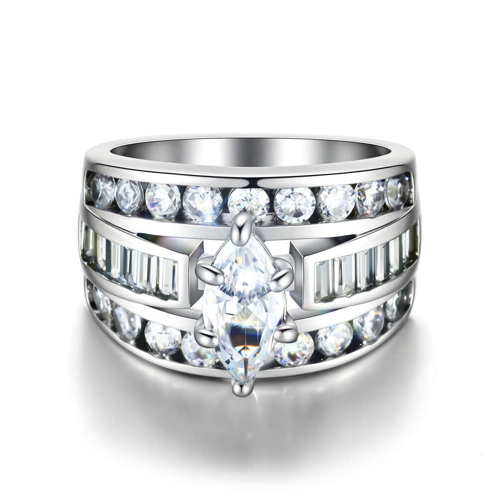 European And American Cross-Border Inlaid Zircon Fashionable Personality Women's Couple Engagement Birthday Gift Ring Jewelry