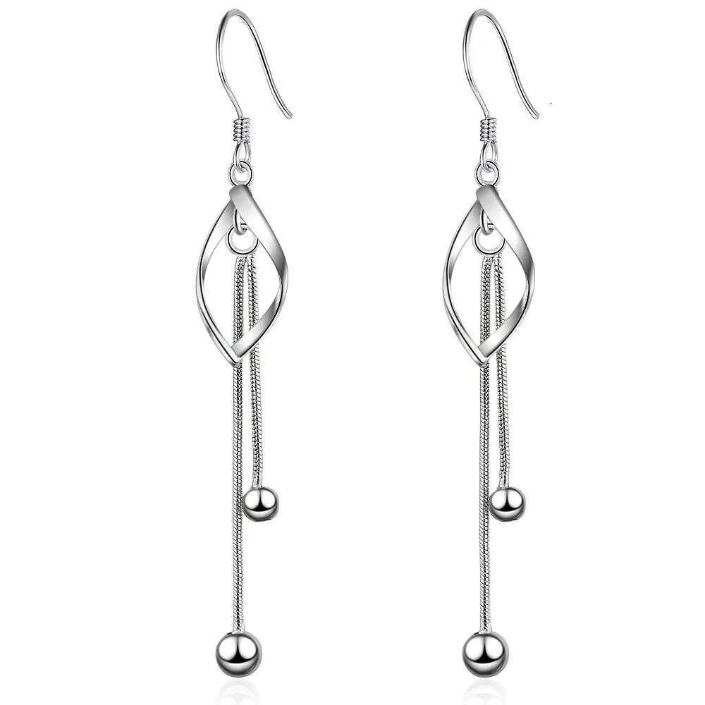 Classic 925 Silver Twisted Tassel Drop for Women Double Layers Dangle Earrings Oorbellen Brincos Jewelry Gift