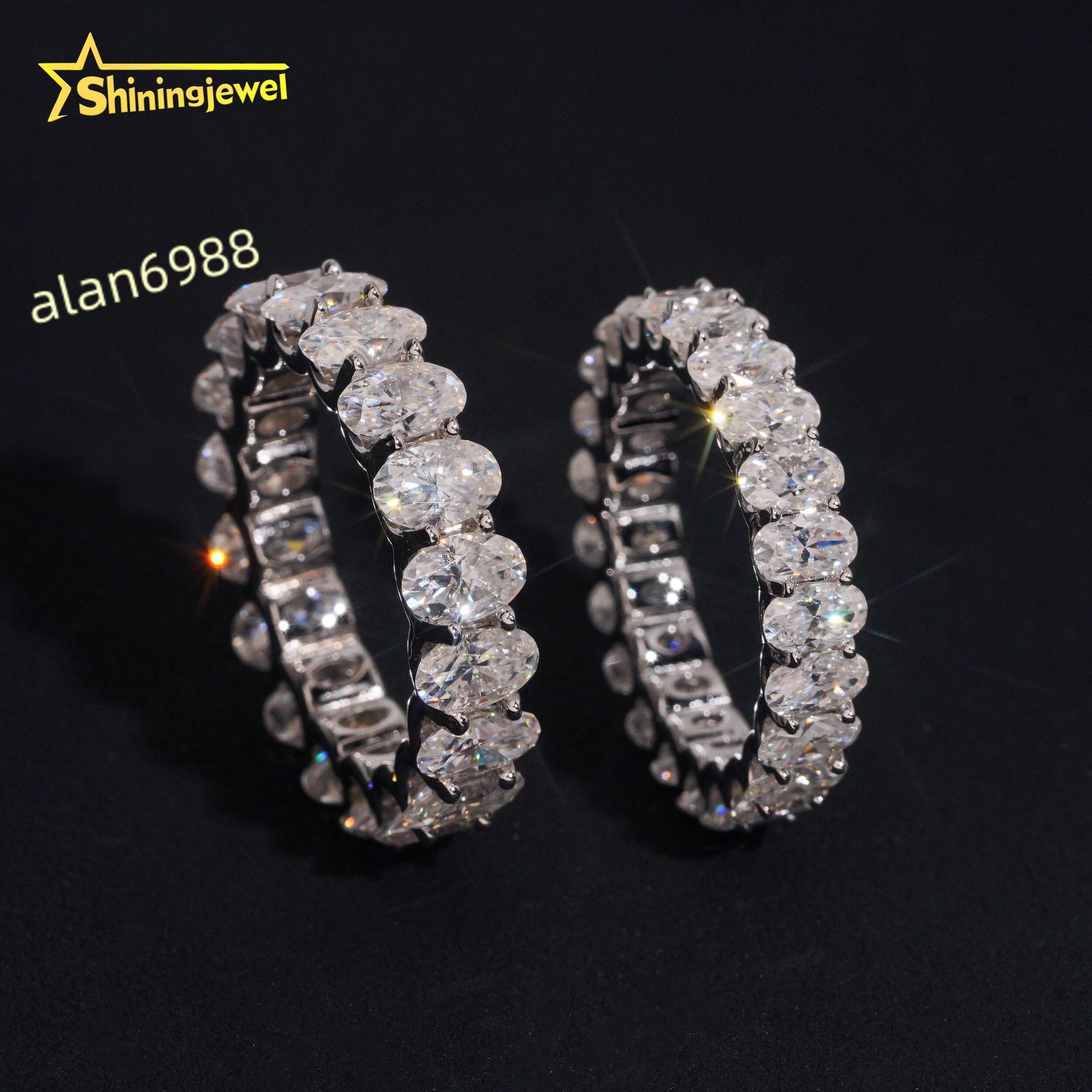 Luxury 925 Sterling Silver Full Oval 4x6 3x5 Moissanite Finger Ring Classic Wedding Engagement Fine Jewelry Gift for Women
