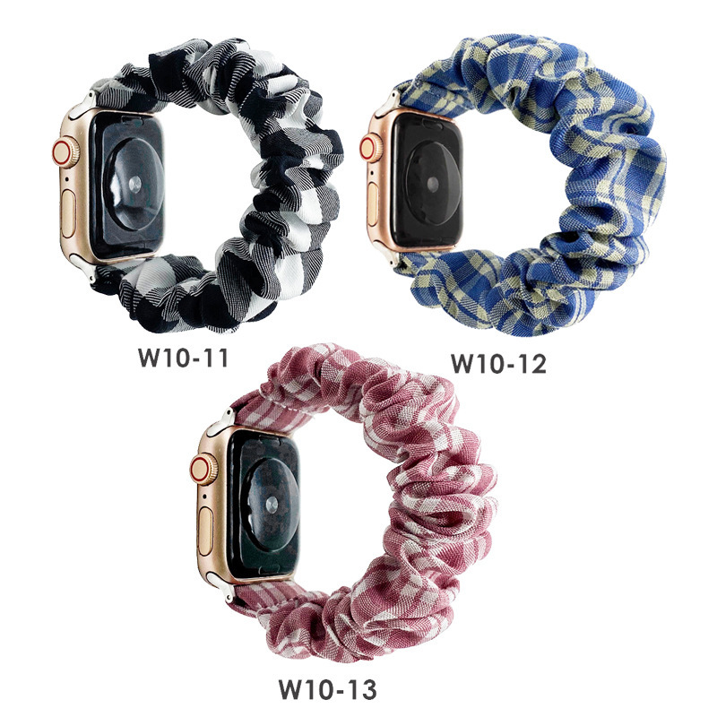 Compatible with iWatch Cross-border Striped Plaid Fresh Elastic Single Loop Scrunchie Apple Watch Band
