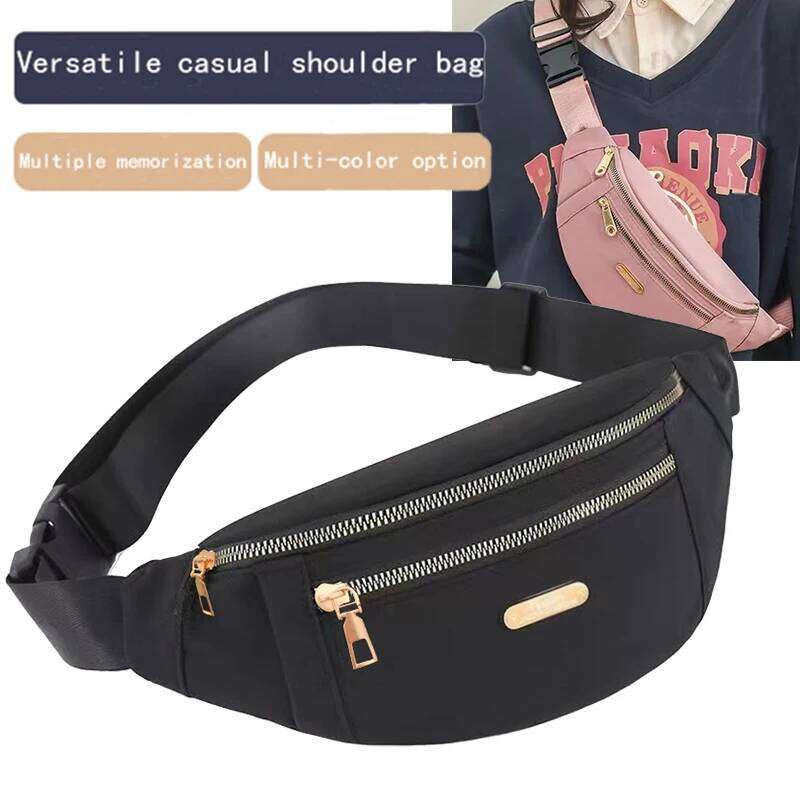 Men's Women's Casual Waist Crossbody Bag, Durable and Versatile Front-Clasp Shoulder Bag