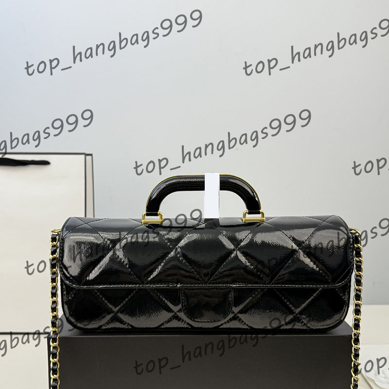 Ladies Designer Baguette Shoulder Bag Suitcase Shiny Calfskin Leather Purse With Golden Hardware Matelasse Chain Quilted Vanity Box Crossbody Handbag 19cm/30cm
