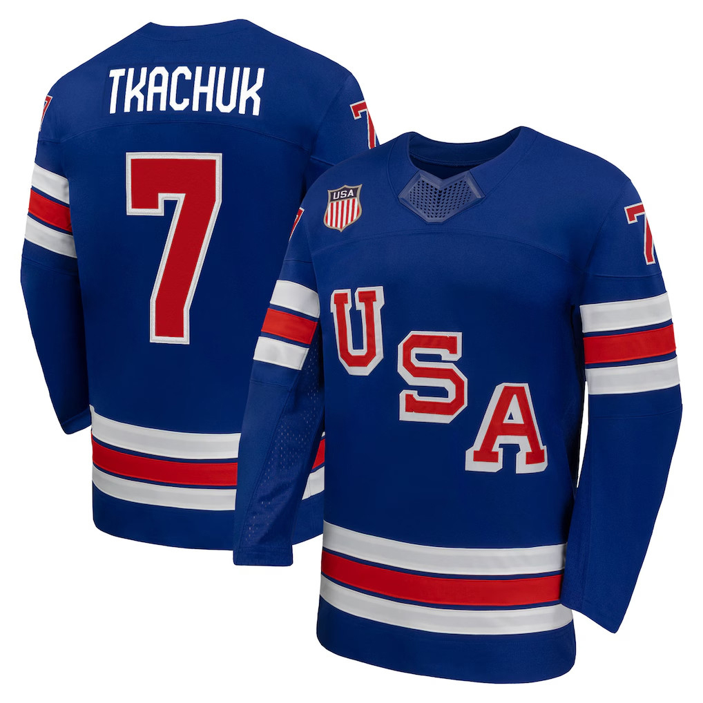 86 Jack Hughes USA hockey jersey 2026 Olympices Jersey 19 Matthew Tkachuk Tage Thompson Dylan Larkin Brady Tkachuk Auston Matthews Jack Eichel Clayton