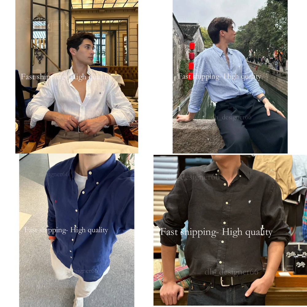 High quality Mens polo shirt small horse Embroidery Polo Shirts Long Sleeve Solid Color Slim Fit Casual Linen Men Shirts clothing free shipping new
