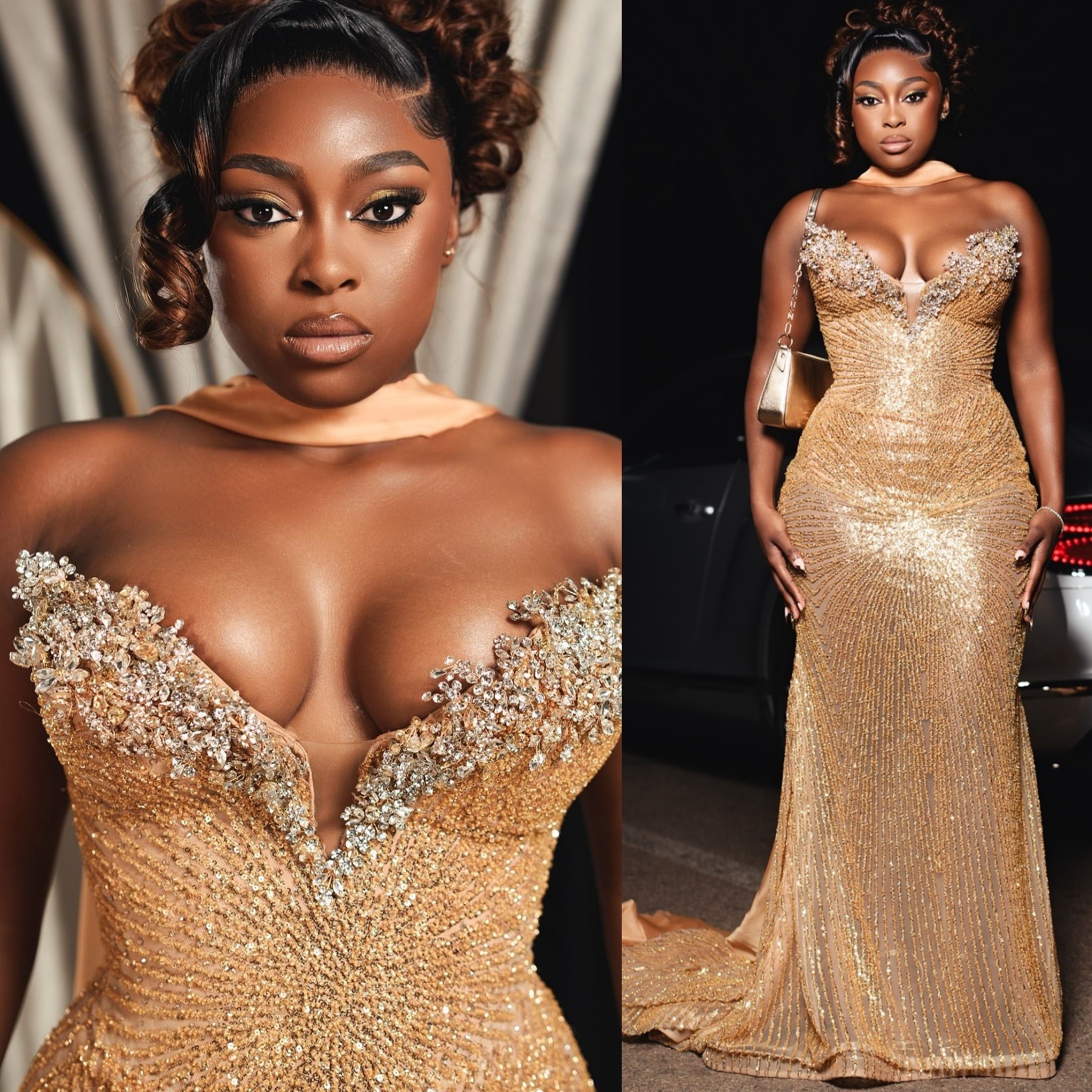 2026 Aso Ebi Gold Mermaid Prom Dresses 2k25 Sweetheart Crystals Sequined Evening Formal Party Second Birthday Engagement Gowns Dress For Special Occasions