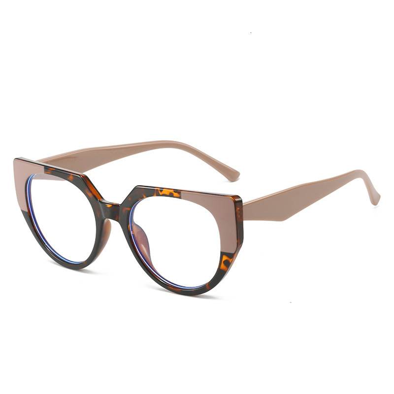 TR90 Lightweight Blue Light European and American Style Ins Patchwork Color Blocking Retro Cat Eye Large Frame Non-Prescription Glasses