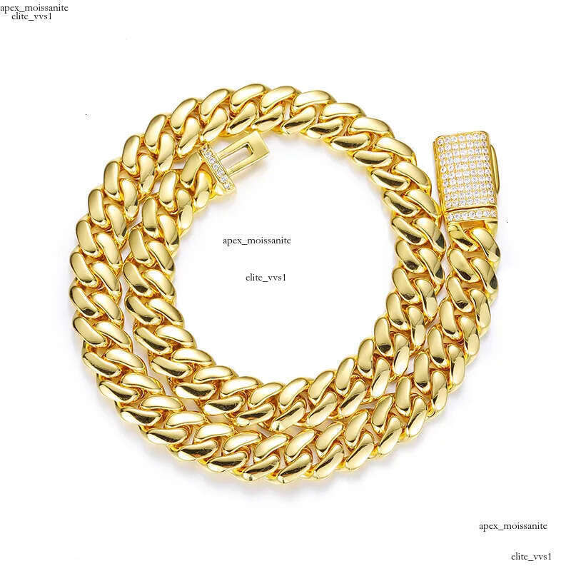 12mm-20mm Hip Hop Heavy Large Miami Cuban Link Chain Mens Necklace Real Gold Plated topBling 5A Zircon Clasp Men Jewelry