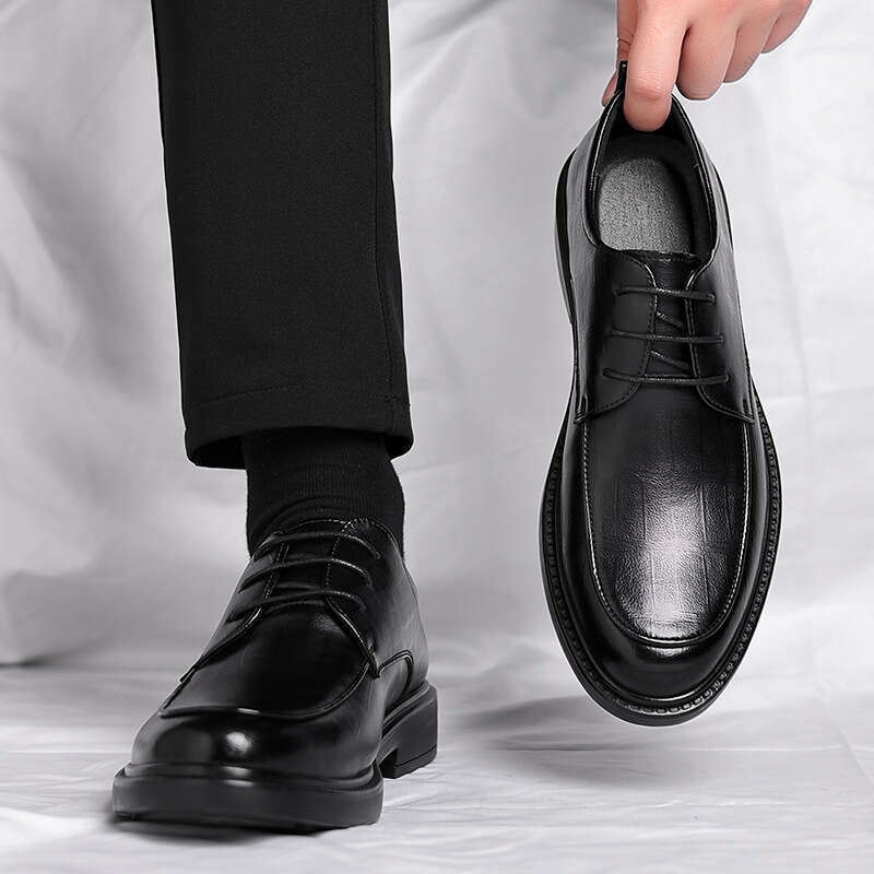 Free shipping Men's niche top Leather Four Seasons Business Formal British Style Casual Commuting Black Height Increasing Wedding Groom Shoes