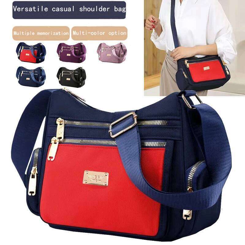 Neutral color tote bag men and women, multi-layer zipper design, suitable for travel, available in various colors