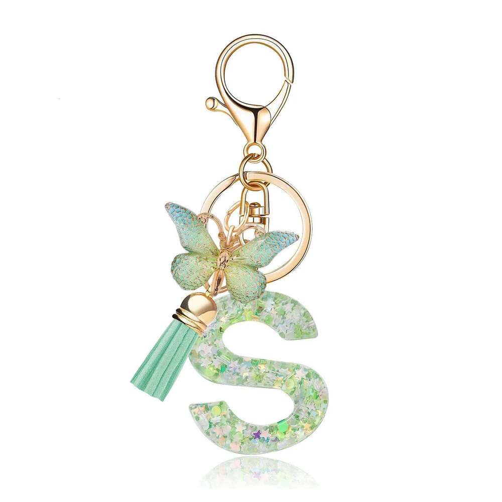 Personalized Resin Butterfly Keychain Letter Pendant Cute Gift for Women Bag Charm & Car Key Accessory XJ260106