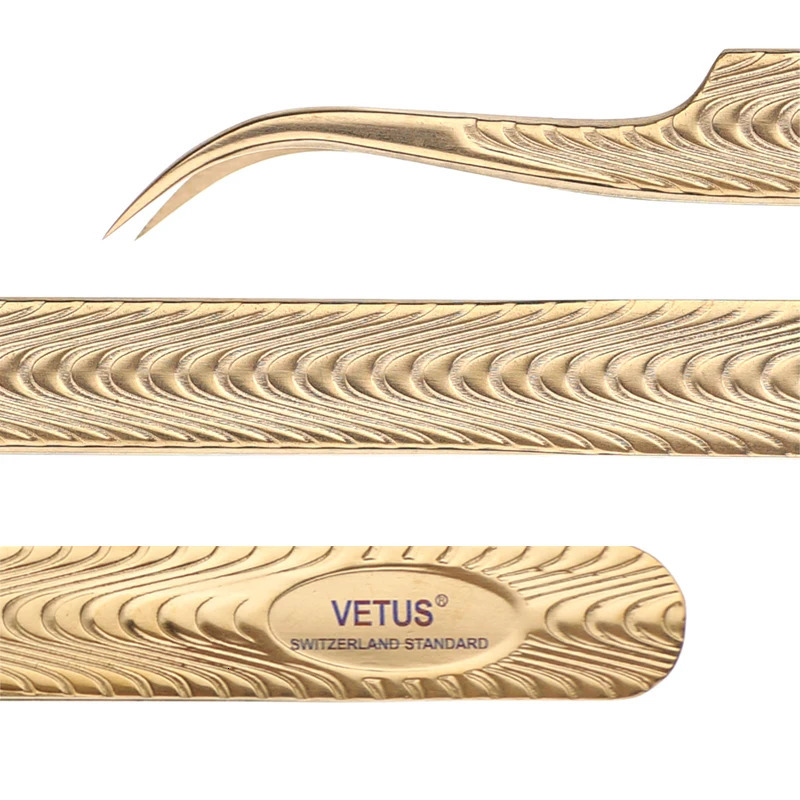 VETUS Anti-slip Eyelash Extension Tweezers Stainless Steel Fiber Tip Lashes Precision Tweezer for Makeup Tools 251231