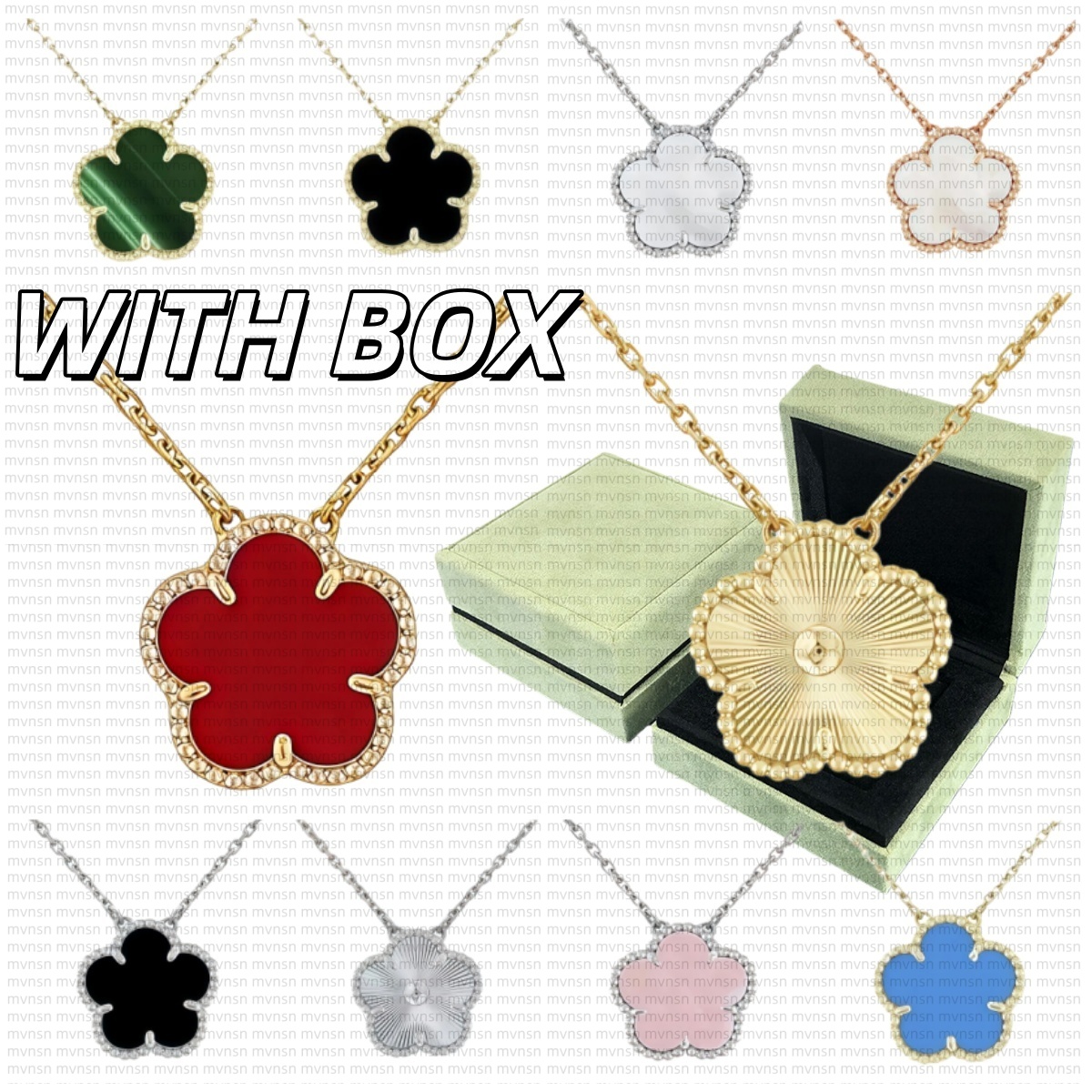 Necklace with box Clover necklace gold necklace for women Designer jewelry mother-of-pearl Flower diamonds Necklaces Luxury chains wedding gift Valentine's Day gift