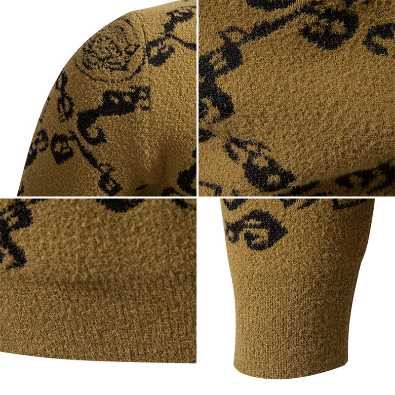 2026 New Half-neck Sweater For Men - Luxury Autumn-winter Thick Warm Base Knit Shirt With European Station Letter Full Print Cool And Stylish Line Clo