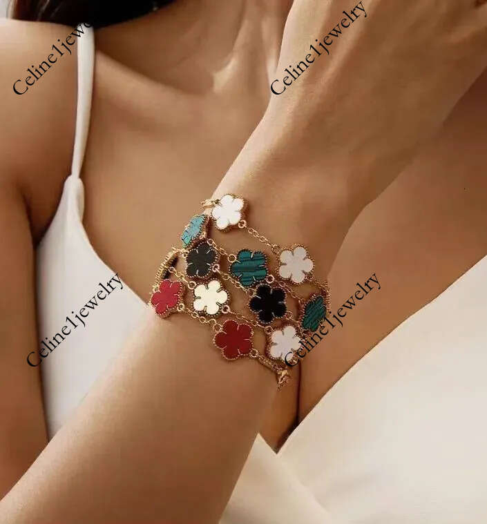 Clover Bracelet For Men and Women Luxury Designer jewelry Leaf Bracelets 18K Gold Silver Plate Agate Diamond Fashion Charm Chain Wedding Gift Party