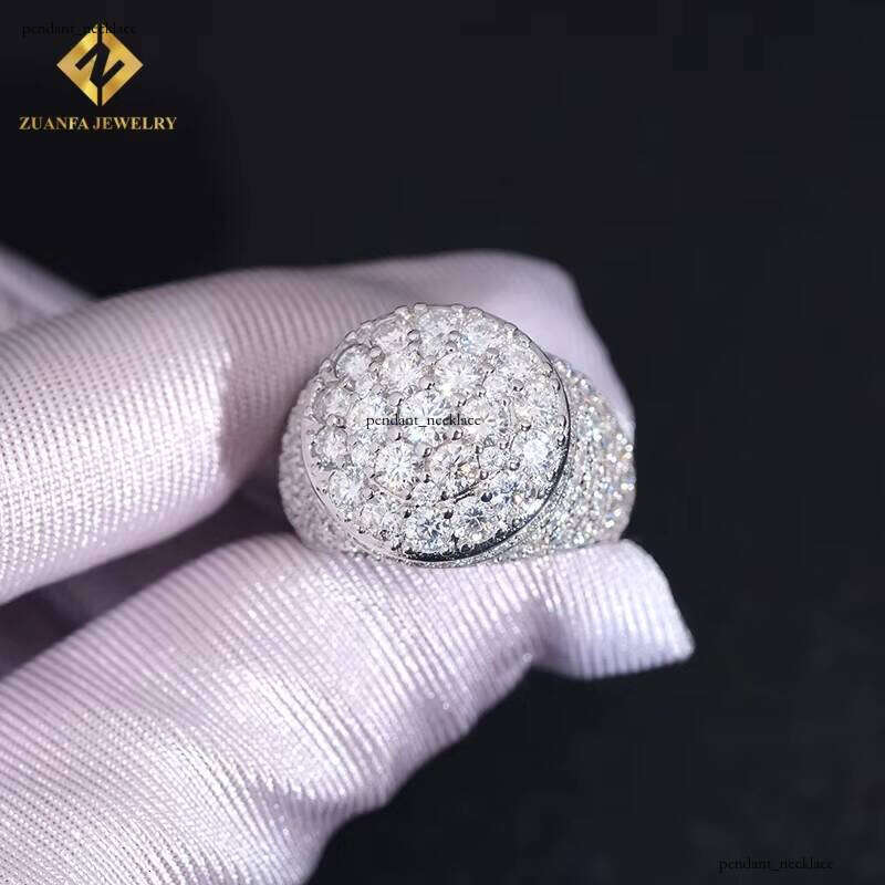 Fashion Diatomaceous Earth Ring 925 Sterling Silver Men's Pass VVS1 Diamond Tester VVS Ice Fire Jewelry GRA Certificate