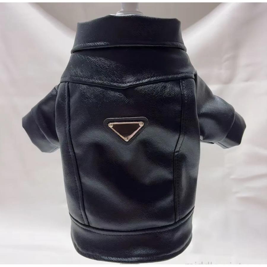 Premium Faux Leather Autumn Winter Jacket for Schnauzer & French Bulldog - Waterproof Windproof Pet Coat with Adjustable Hood & Belly Strap 026 JJ