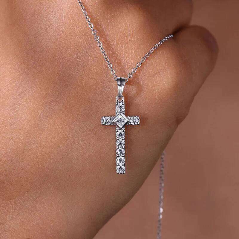 Cross Pendant with Cubic Zirconia Luxury Trendy Necklace for Women Wedding Trend Jewelry