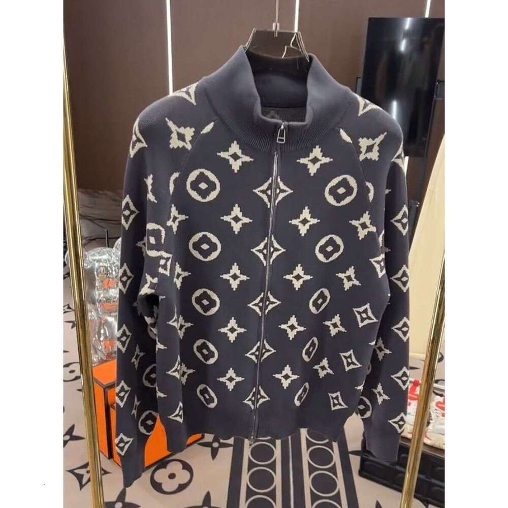 2025 Autumn Winter New Fashion Versatile Men's Knitted Jacket Heavy Jacquard Half Turtleneck Cardigan Zipper Sweater Trendy