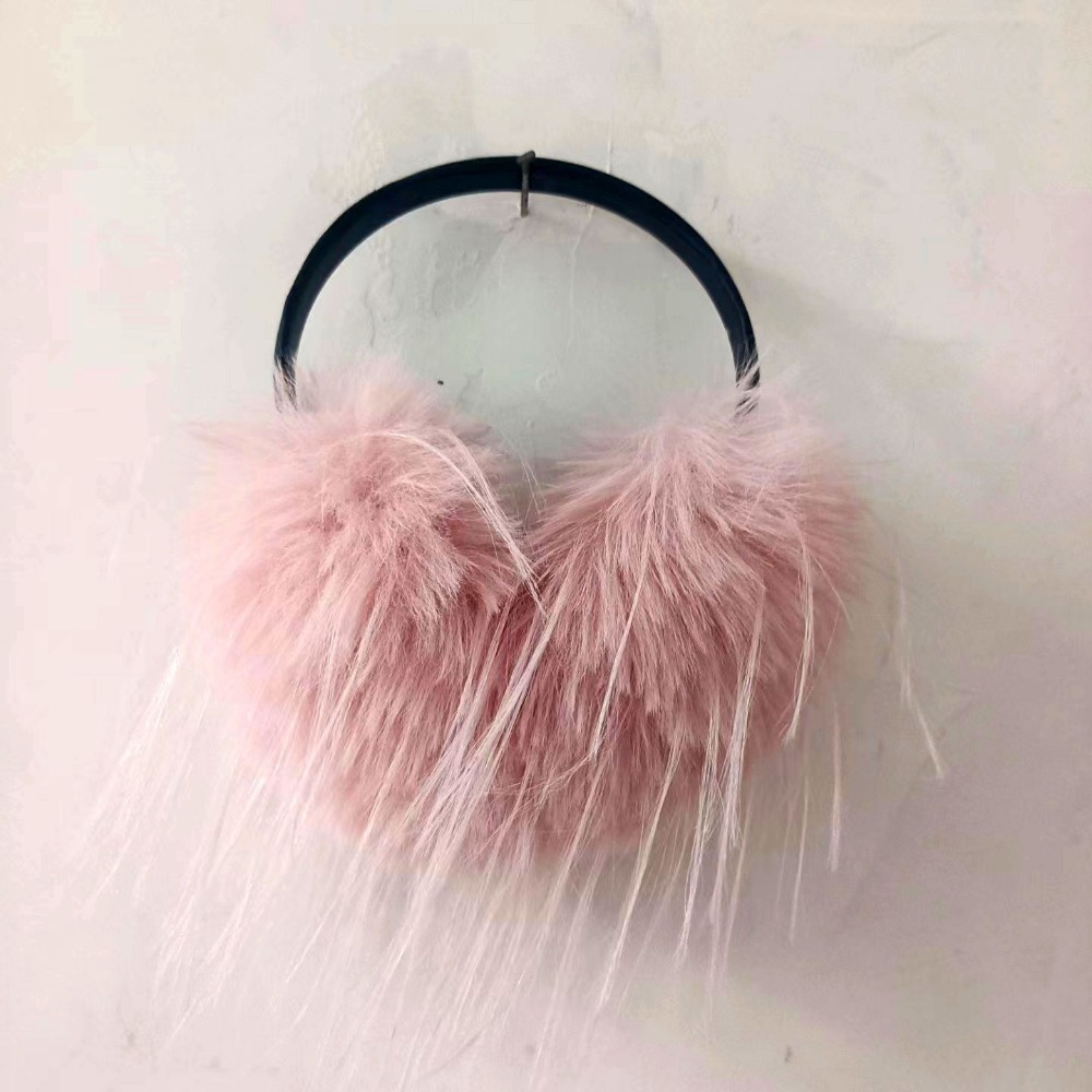 Plush Warm Ear Covers Pink Girl's Ear Protection Covers Scarf Set Daughter Style Headband Face Showing Small Windproof Ear Bags