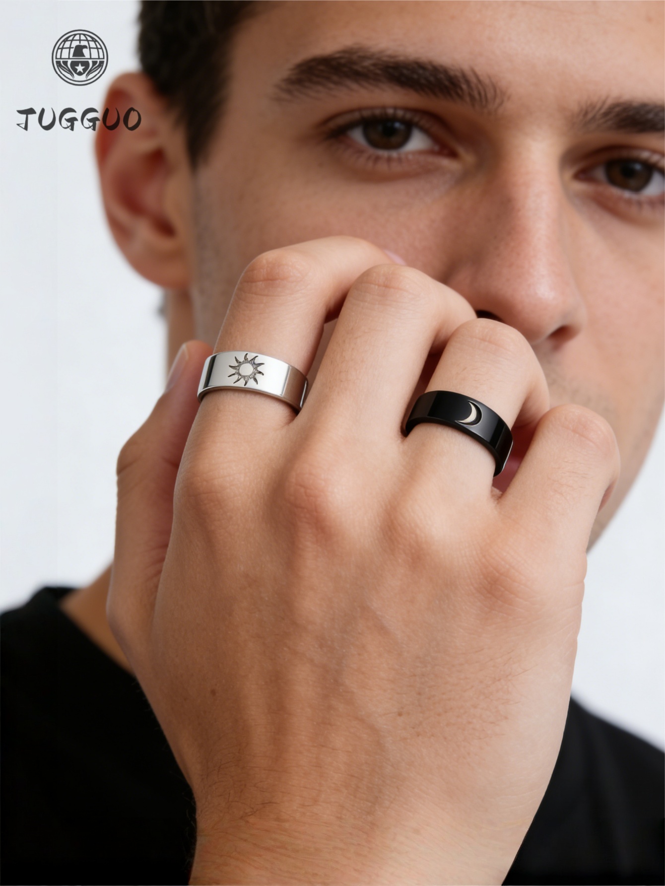 Romantic Sun & Moon Matching Couple Rings Open Design Adjustable Size Fashion Lover Jewelry Valentine's Day Present