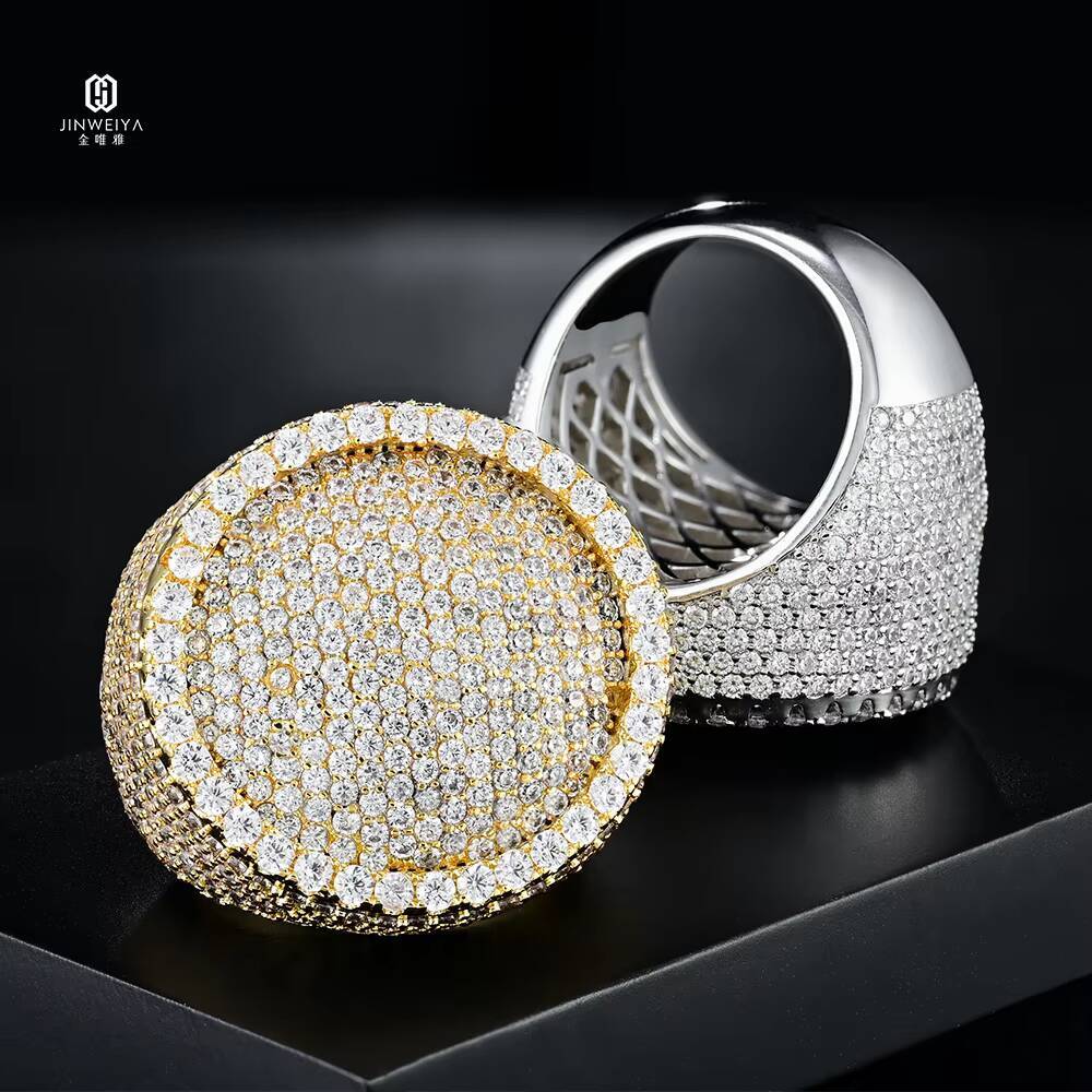 Mens Moissanite Ring Solid 925 Silver Hip Hop Jewelry Luxury Iced Out Pass Diamond Tester Cuban Ring