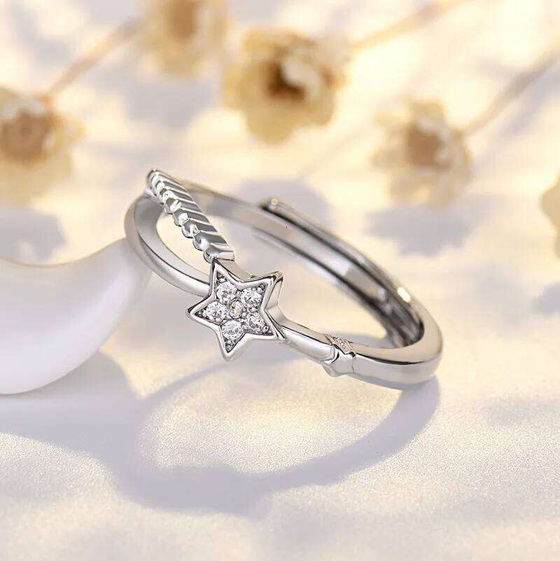 Micro inlay star CZ Rings Romantic Engagement Proposal Ring for Girlfriend Silver Color Brilliant Zirconia Fashion Jewelry Women